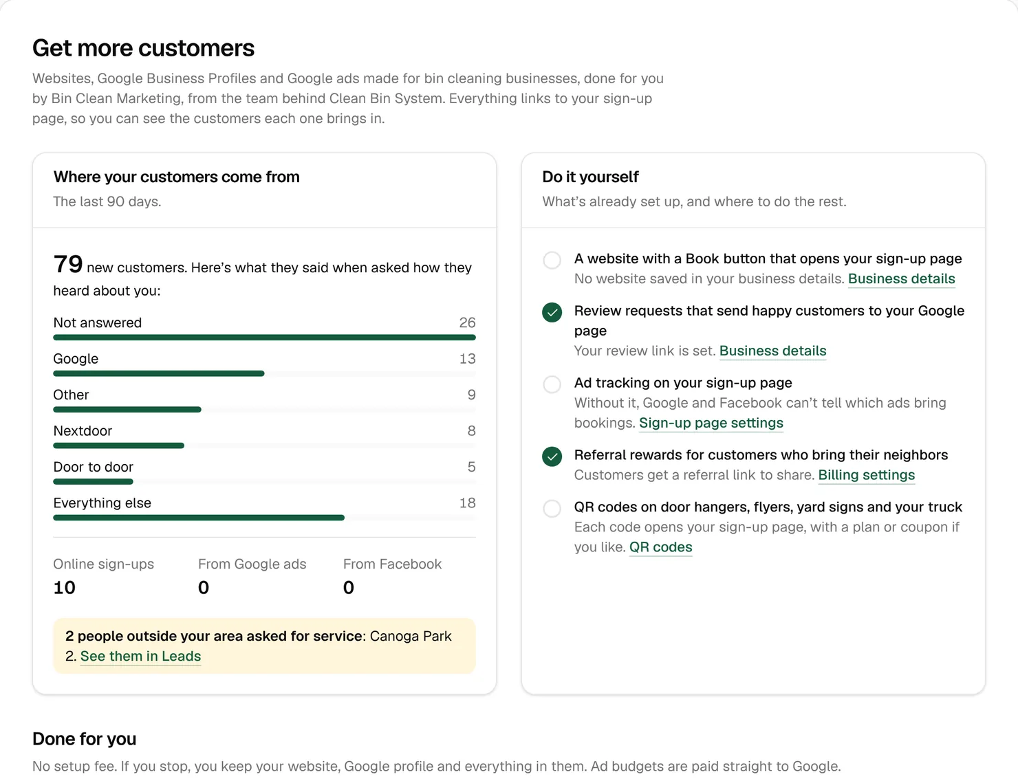 Get more customers with 79 new customers in 90 days and their answers to how they heard, beside the do-it-yourself checklist